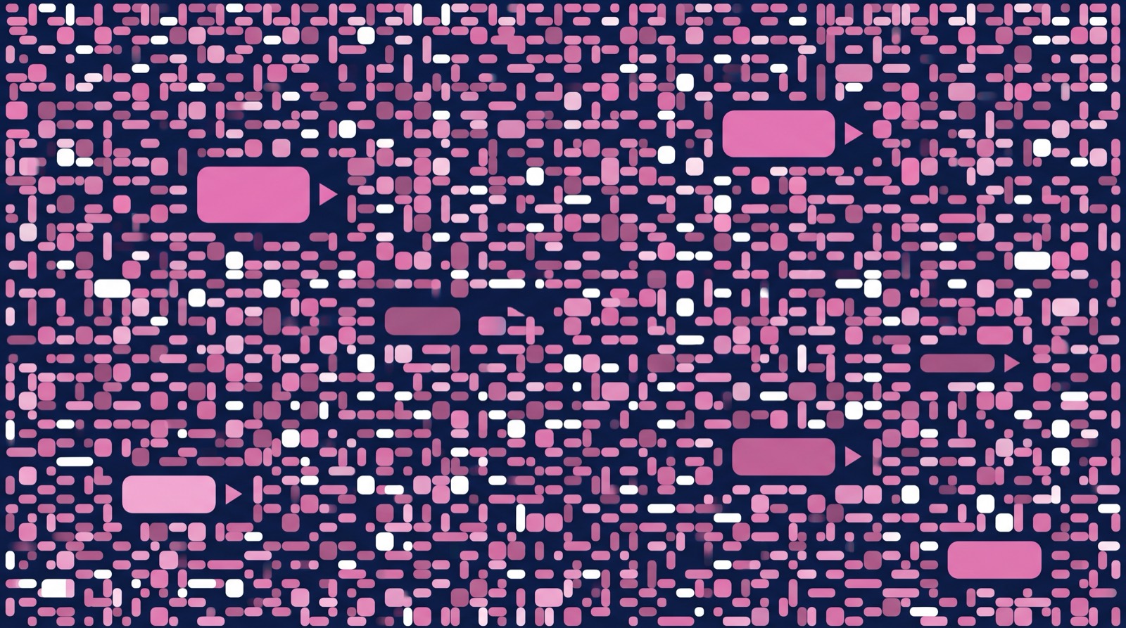 Motif bleu et blanc avec quelques grands rectangles arrondis marqués par de petits triangles pointant vers la droite.